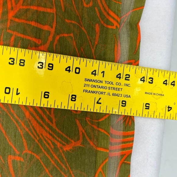 Scarf Wrap Shawl Polka Dot Floral Semi-Sheer XL Long Orange Green Vtg - Picture 5 of 8